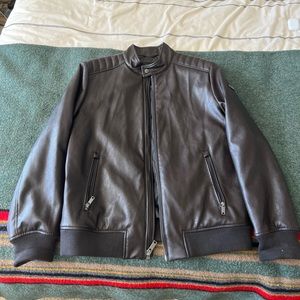 DKNY Leather Jacket Dark Brown Large